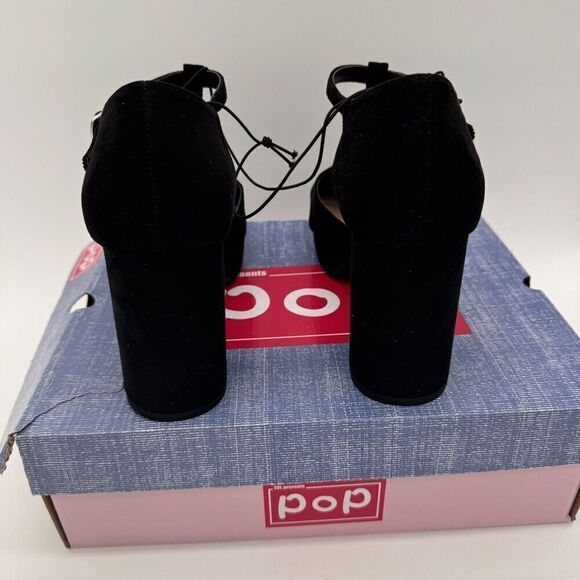 Pop Westerly Platform Block‎ Heel Maryjane New Size 9.5 Black Y2K Strappy - Picture 8 of 11